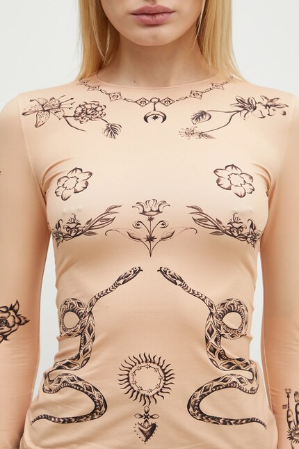 Marine Serre longsleeve shirt Tattoo Printed Jersey Second Skin