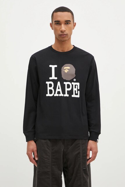 Хлопковый лонгслив A Bathing Ape I Love Bape Longsleeve цвет
