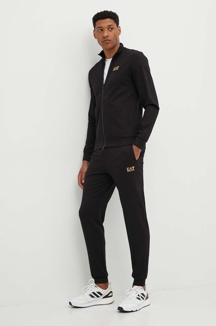 Хлопковый спортивный костюм EA7 Emporio Armani цвет чёрный PJVRZ