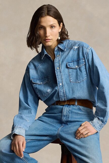POLO Ralph Lauren RELAXED FIT デニム シャツ Polo Ralph Lauren denim shirt women's blue color relaxed 211940722