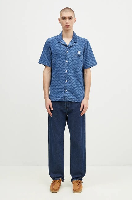adidas Originals denim shirt men's blue color regular IX6731 at PRM US