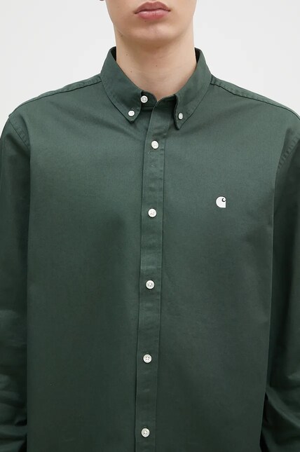 Carhartt WIP cotton shirt Longsleeve Madison Shirt men's green