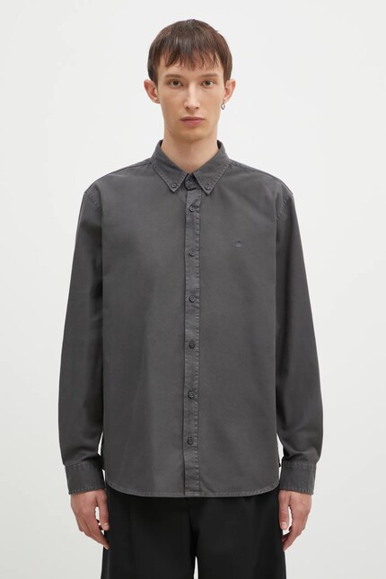 Carhartt WIP cotton shirt Longsleeve Bolton Shirt men's gray color