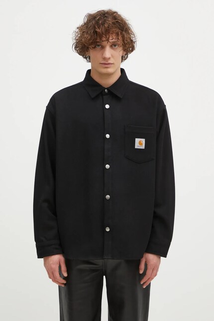 Carhartt WIP wool shirt Torin Shirt Jac black color relaxed