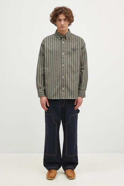 シャツ Carhartt WIP cotton shirt Longsleeve Signature Shirt men's green