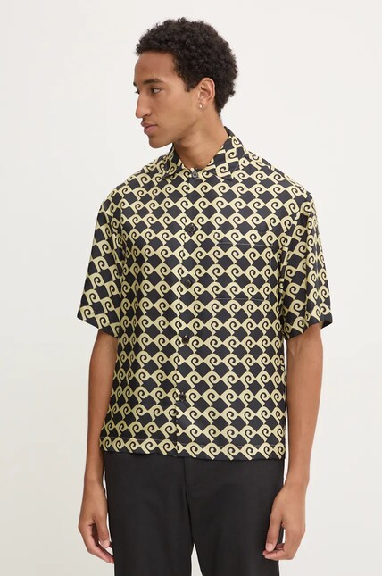 Nanushka silk shirt MAXTON black color relaxed NM24PFSH06298 at PRM US