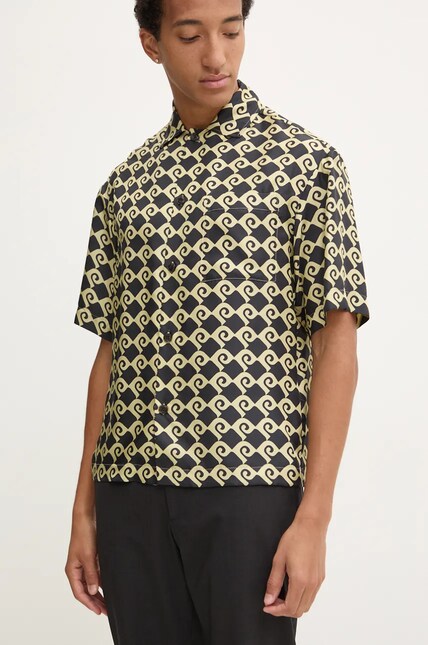 Nanushka silk shirt MAXTON black color relaxed NM24PFSH06298 at PRM US
