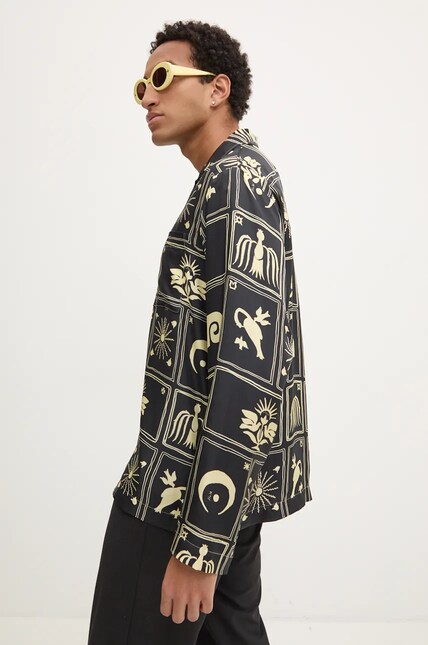 Nanushka silk shirt JELMER black color relaxed NM24PFSH01499 at PRM US