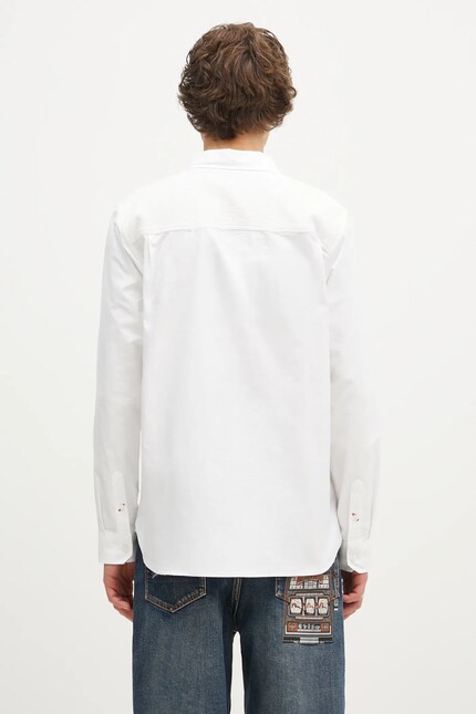 Evisu cotton shirt Evisu Logos & Wave Emb men's white color