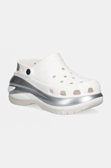 Crocs sliders Mega Crush Metallic Clog women's white color 210368