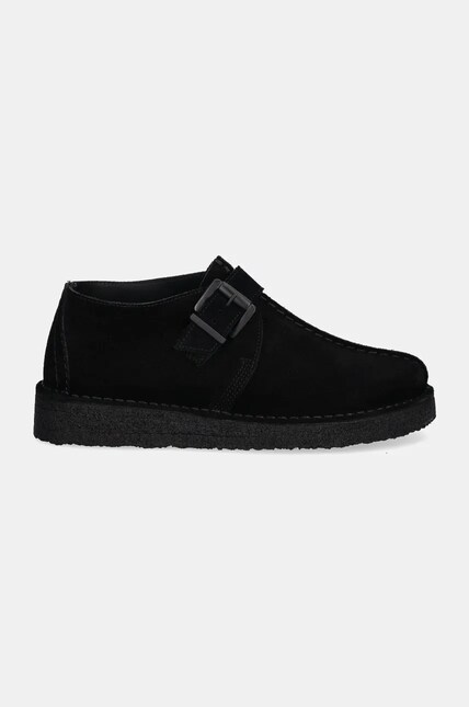 Clarks Originals suede shoes Trek Buckle women's black color
