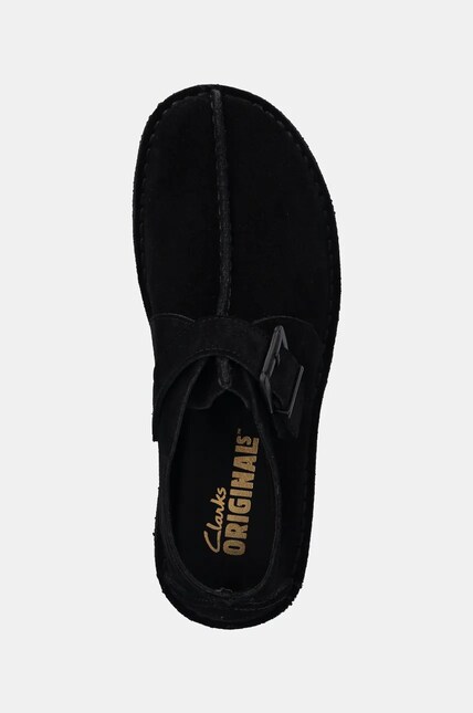 Clarks Originals suede shoes Trek Buckle women's black color