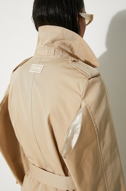 Kenzo trench coat Long Kimono Trench women's beige color