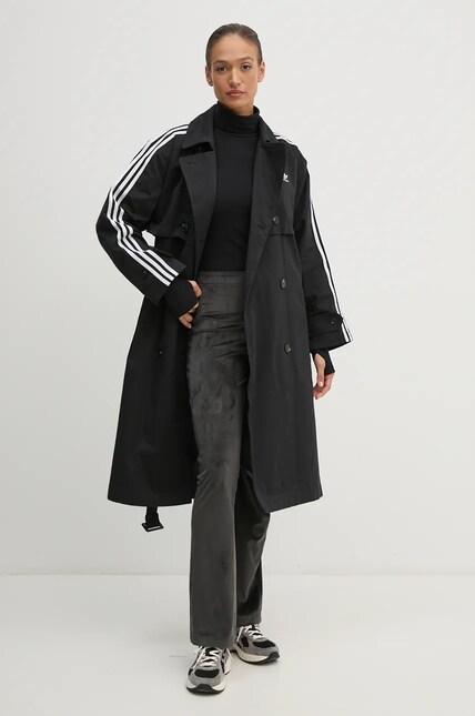 adidas Originals palton Tcoat Twill femei, culoarea negru, de
