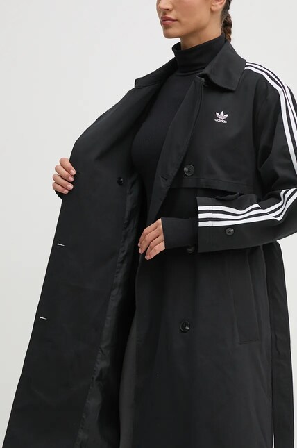 adidas Originals palton Tcoat Twill femei, culoarea negru, de