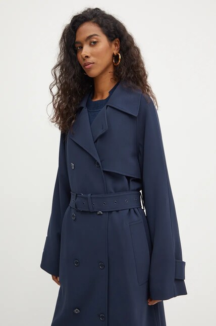 Тренч MICHAEL Michael Kors женский цвет синий переходной oversize