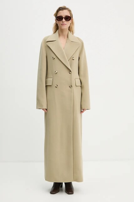 Nanushka wool coat DAMIRA green color NW24PFSG27462 at PRM US Nanushka wool coat DAMIRA green color NW24PFSG27462 at PRM US