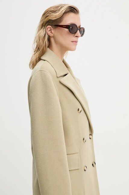 Nanushka wool coat DAMIRA green color NW24PFSG27462 at PRM US Nanushka wool coat DAMIRA green color NW24PFSG27462 at PRM US