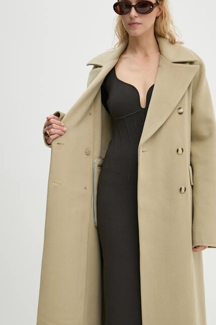 Nanushka wool coat DAMIRA green color NW24PFSG27462 at PRM US