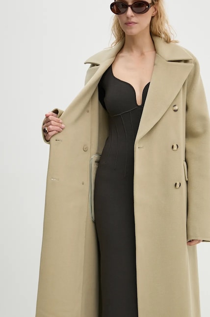 Nanushka wool coat DAMIRA green color NW24PFSG27462 at PRM US Nanushka wool coat DAMIRA green color NW24PFSG27462 at PRM US