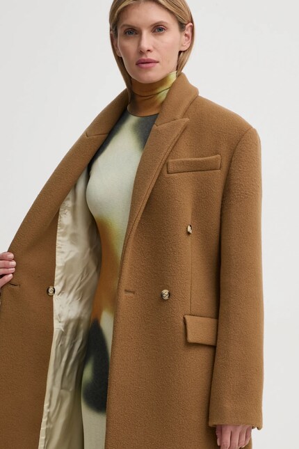 Nanushka wool coat FERRIS brown color NW24FWOW40076 at PRM US