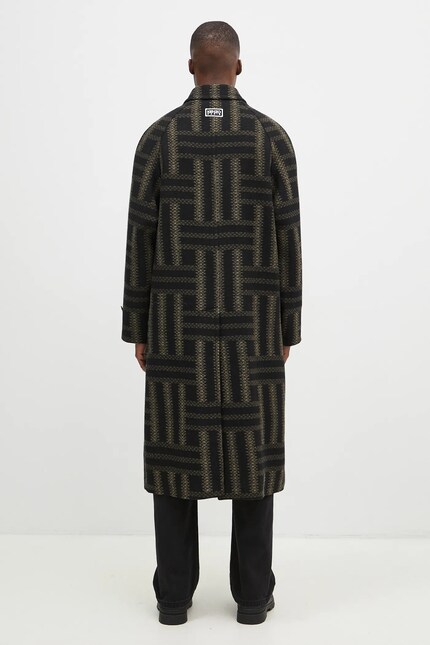 Kenzo wool coat Weave Overcoat black color FE65MA0329JB.99 at PRM US