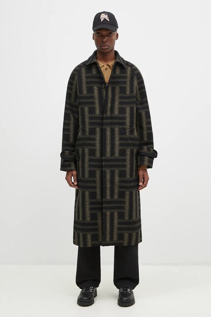 Kenzo wool coat Weave Overcoat black color FE65MA0329JB.99 at PRM US Kenzo wool coat Weave Overcoat black color FE65MA0329JB.99 at PRM US
