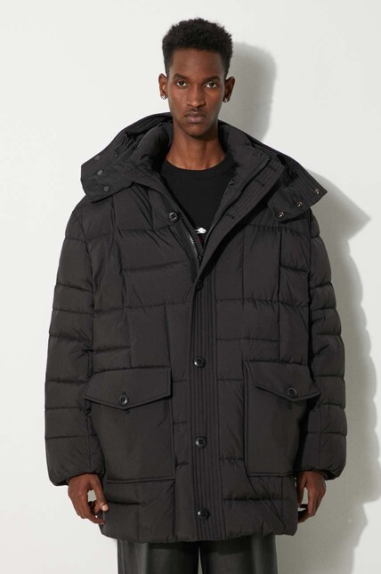 Kenzo down jacket Weave Mid-Length Winter men's black color