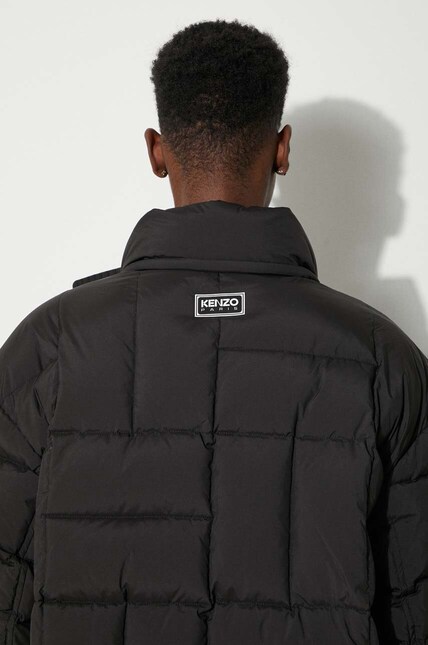 Kenzo down jacket Weave Mid-Length Winter men's black color