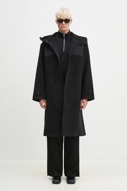 【中古】TROVE カンガスフーデッドガウンコート3 ブラック メンズ Y-3 wool coat Mellton Coat black color IW7500 at PRM US