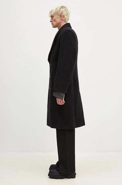 Martine Rose wool coat Double Breasted Shirt Overcoat black color