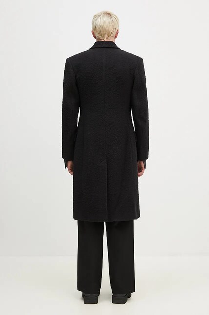 Martine Rose wool coat Double Breasted Shirt Overcoat black color
