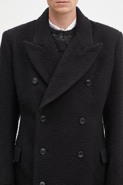 Martine Rose wool coat Double Breasted Shirt Overcoat black color