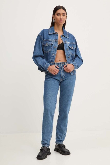 Guess Jeans geacă din denim femei, de tranziție, oversized, W4YN56