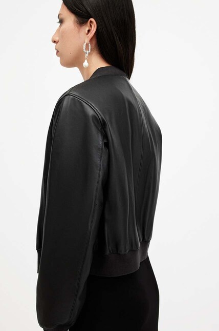 Кожаная куртка AllSaints ORTEN BOMBER JACKET женская цвет чёрный