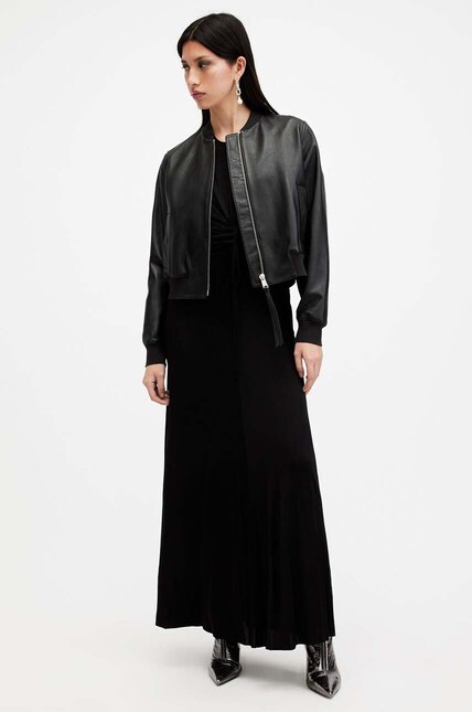 Кожаная куртка AllSaints ORTEN BOMBER JACKET женская цвет чёрный