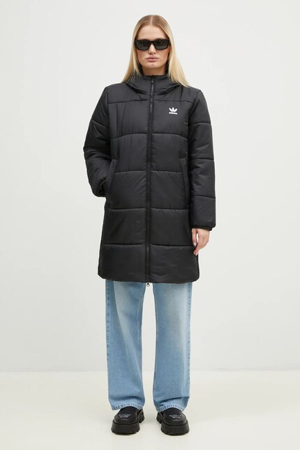 Куртка adidas Originals Long Puffer женская цвет чёрный зимняя