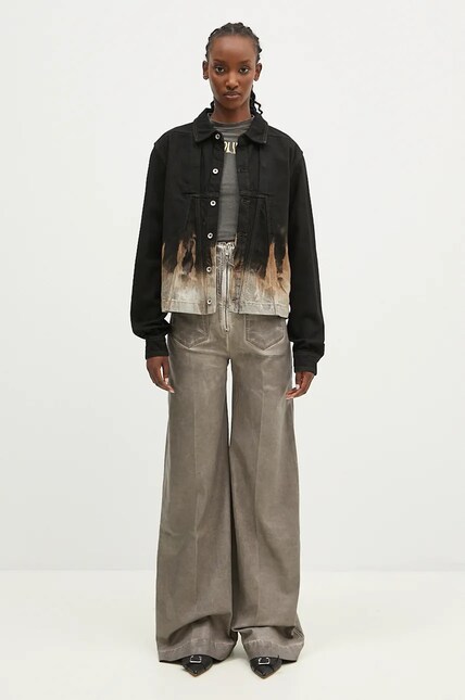 Rick Owens denim jacket Alice women's black color DS02D2714.BSUN