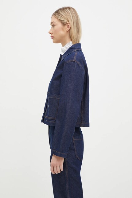 Maison Kitsuné denim jacket Denim Cropped women's navy blue color