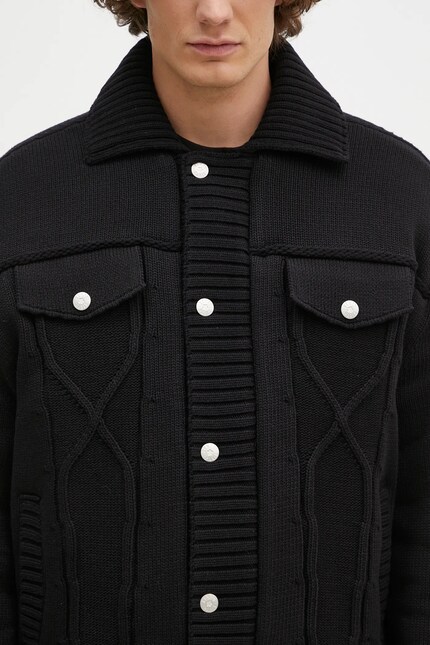 Kenzo jacket Knitted Down Jacket men's black color FE65OU1419NC.99