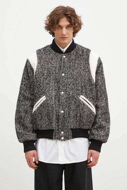 Kenzo wool blend bomber jacket Wool Varsity Jacket black color