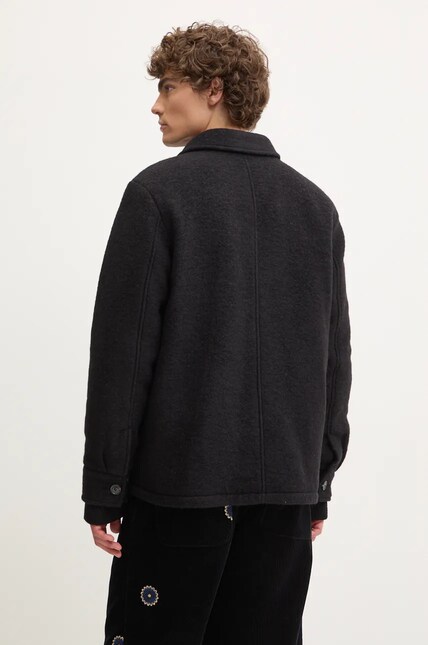 A.P.C. woolen shirt jacket veste emile patch black color WVBCA