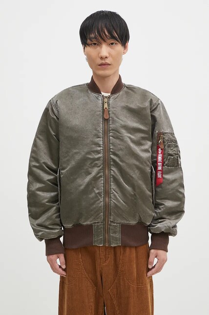 Alpha Industries bomber jacket MA-1 Vintage men's green color