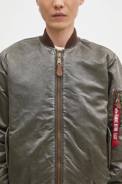 Alpha Industries bomber jacket MA-1 Vintage men's green color