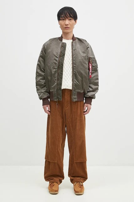 Alpha Industries bomber jacket MA-1 Vintage men's green color