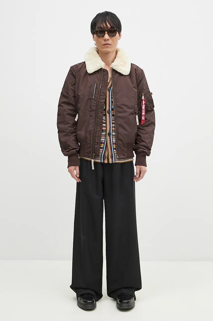 Alpha Industries bomber jacket Injector III men's brown color