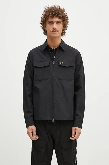 Fred Perry jacket Pocket Overshirt men's black color M5684.236 at