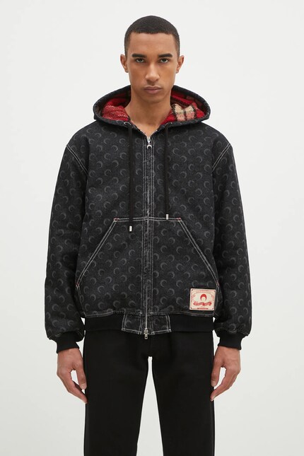 Marine Serre cotton jacket Moon Laser Denim Padded Jacket black