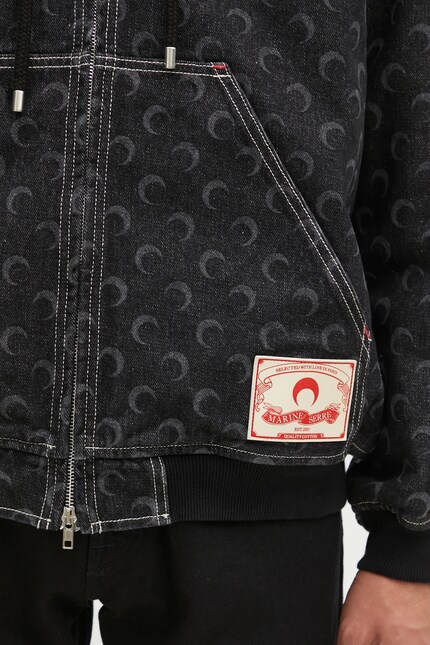 Marine Serre cotton jacket Moon Laser Denim Padded Jacket black