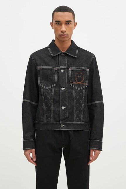 Marine Serre denim jacket Moon Laser Denim Trucker Jacket men's